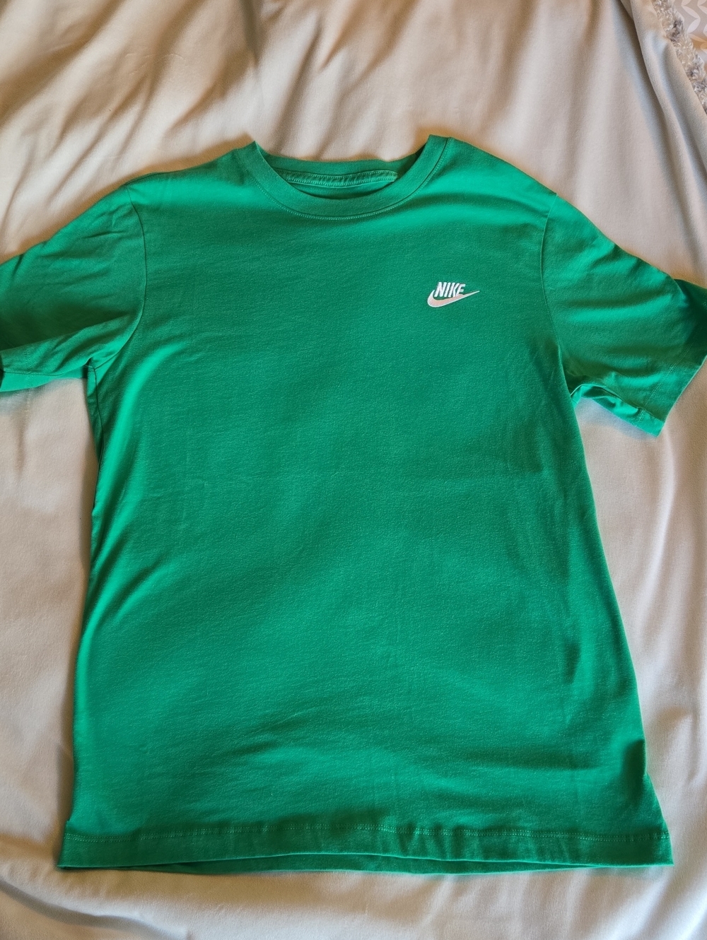 Nike Green Short Sleeve Crew Tee with White Swoosh Logo